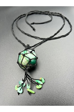 Sertifikalı Akik Doğal Taş Tasarım Kolye El Yapımı Örgü Model Aaa Kalite