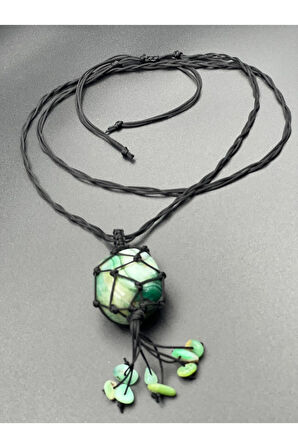 Sertifikalı Akik Doğal Taş Tasarım Kolye El Yapımı Örgü Model Aaa Kalite