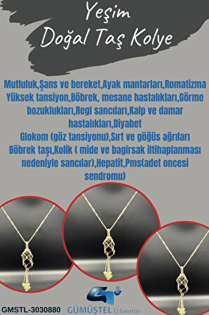 Sertifikalı Yeşim Mutluluk Taşı Doğal Taş Tasarım Kolye El Yapımı Örgü Model Aaa Kalite