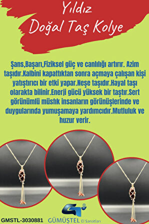 Sertifikalı Yıldız Doğal Taş Tasarım Kolye El Yapımı Örgü Model