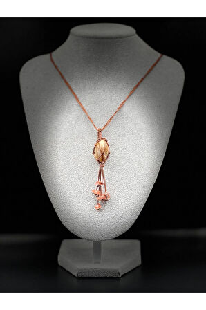 Sertifikalı Akik Doğal Taş Tasarım Kolye El Yapımı Örgü Model Aaa Kalite