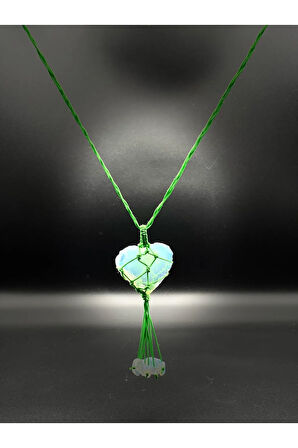 Sertifikalı Opal Doğal Taş Tasarım Kolye El Yapımı Örgü Model