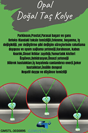 Sertifikalı Opal Doğal Taş Tasarım Kolye El Yapımı Örgü Model