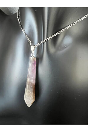 Sertifikalı Ametist Doğal Taş Pandül Kolye Zincir Hediyeli