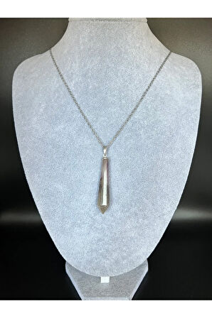 Sertifikalı Ametist Doğal Taş Pandül Kolye Zincir Hediyeli