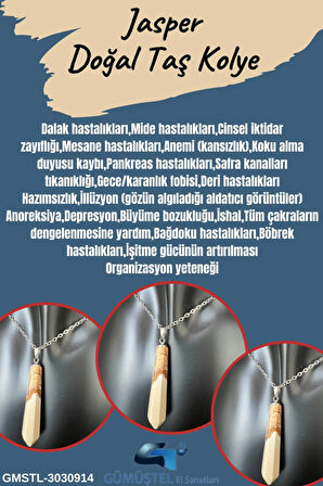 Sertifikalı Jasper Doğal Taş Pandül Kolye Zincir