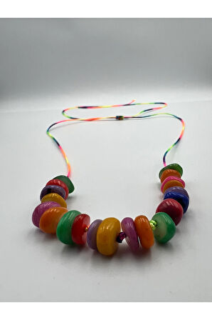 Sertifikalı Renkli Sedef Doğal Taş Çocuk Kolyesi Asansörlü Kilit Sistemi