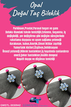 Sertifikalı Opal Doğal Taş Bileklik Asansörlü Kilit Sistemi Aaa Kalite El Yapımı Bileklik 6mm