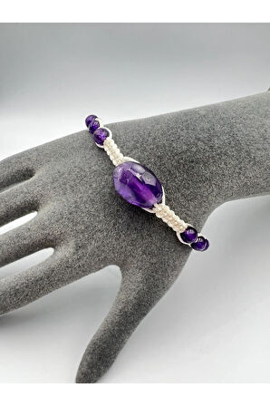 Sertifikalı Ametist Doğal Taş Tasarım Bileklik Aaa Kalite