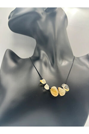 Sertifikalı Sitrin Ham Doğal Taş Kolye Asansörlü Kilit Sistemi Aaa Kalite