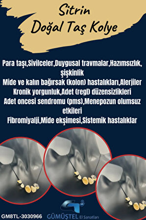 Sertifikalı Sitrin Ham Doğal Taş Kolye Asansörlü Kilit Sistemi Aaa Kalite