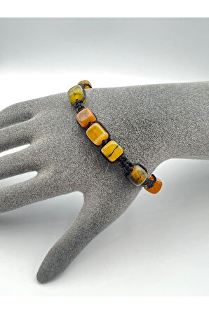 Sertifikalı Yosunlu Akik Doğal Taş El Yapımı Bileklik Asansörlü Kilit Sistemi