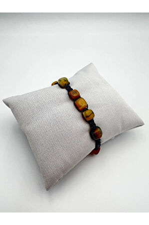 Sertifikalı Yosunlu Akik Doğal Taş El Yapımı Bileklik Asansörlü Kilit Sistemi