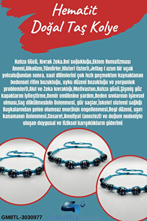 Sertifikalı Hematit Doğal Taş Tasarım Bileklik Aaa Kalite Hafıza Konsantrasyon Kıvrak Zeka