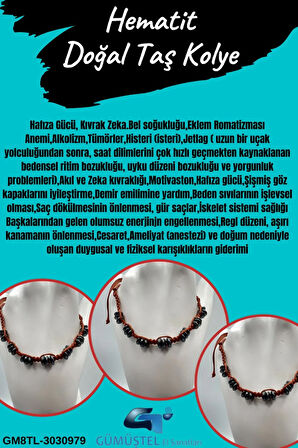Sertifikalı Hematit Doğal Taş Tasarım Bileklik Aaa Kalite Hafıza Konsantrasyon Kıvrak Zeka