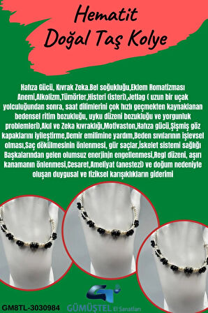 Sertifikalı Hematit Doğal Taş Tasarım Bileklik Aaa Kalite Hafıza Konsantrasyon Kıvrak Zeka