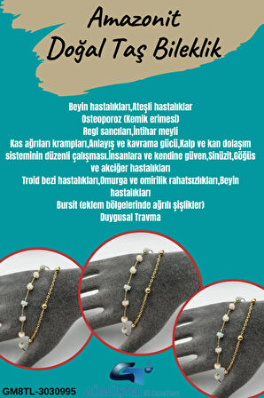 Sertifikalı Amazonit Doğal Taş Bileklik Kararmaz Malzeme Aaa Kalite