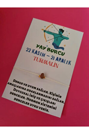 Sertifikalı Yay Burcu Turmalin Doğal Taşlı Ip Burç Bilekliği