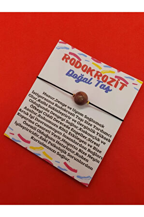 Sertifikalı Rodokrozit Doğal Taş Bileklik Asansörlü Ip Ayarlamalı Orijinal Doğal Taş