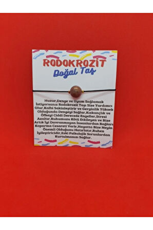 Sertifikalı Rodokrozit Doğal Taş Bileklik Asansörlü Ip Ayarlamalı Orijinal Doğal Taş