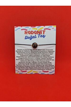 Sertifikalı Rodonit Doğal Taş Bileklik Asansörlü Ip Ayarlamalı Orijinal Doğal Taş