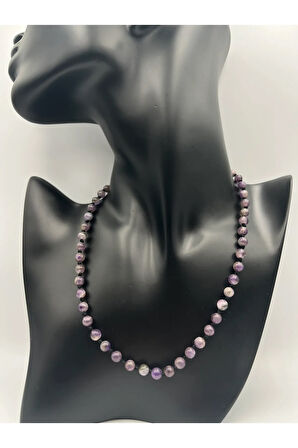 Sertifikalı Doğal Taş Ametist Taşı Kolye 6 Mm