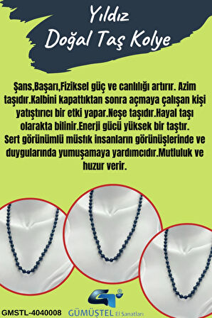 Sertifikalı Doğal Taş Yıldız Taşı Kolye Aaa Kalite 6mm