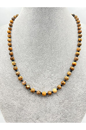 Sertifikalı Doğal Taş Jasper Taşı Kolye Aaa Kalite 6mm