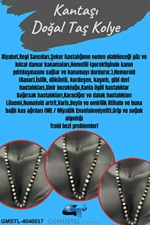 Sertifikalı Doğal Taş Kantaşı Taşı Kolye Aaa Kalite 6mm