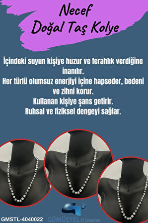 Sertifikalı Doğal Taş Necef Taşı Kolye 6mm