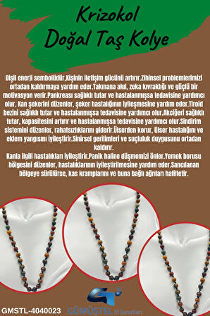 Sertifikalı Doğal Taş Krizokol Taşı Kolye