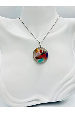 Sertifikalı Doğal Taş Epoksi Kolye