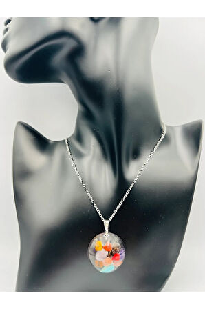 Sertifikalı Doğal Taş Epoksi Kolye