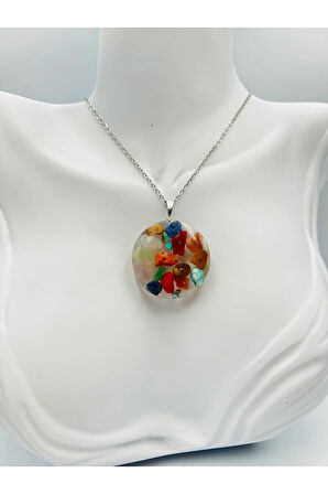 Sertifikalı Doğal Taş Epoksi Kolye