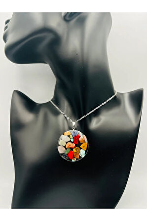 Sertifikalı Doğal Taş Epoksi Kolye