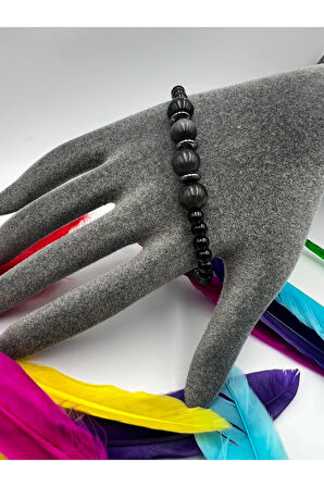 Sertifikalı Doğal Taş Kedi Gözü Akik Hematit Doğal Taş Bileklik 4-8 Mm