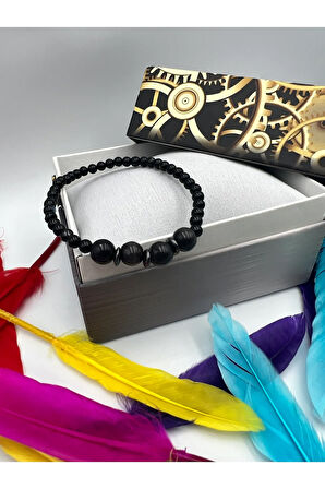 Sertifikalı Doğal Taş Kedi Gözü Akik Hematit Doğal Taş Bileklik 4-8 Mm