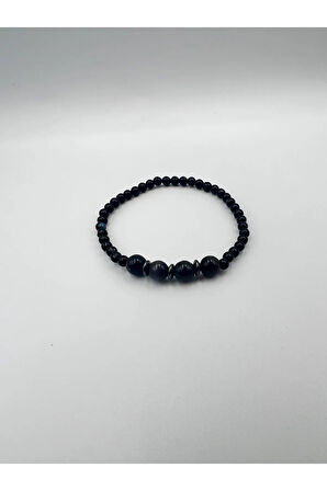 Sertifikalı Doğal Taş Kedi Gözü Akik Hematit Doğal Taş Bileklik 4-8 Mm