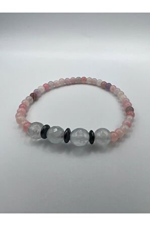 Sertifikalı Doğal Taş Morganit Hematit Doğal Taş Bileklik 4&8 Mm