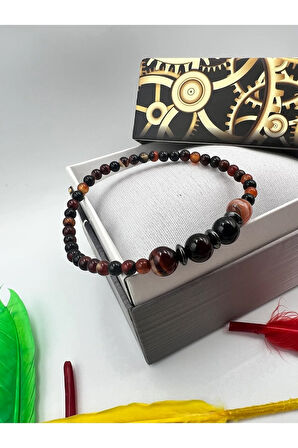 Sertifikalı Doğal Taş Madagasgar Akik Hematit Doğal Taş Bileklik 4&8 Mm