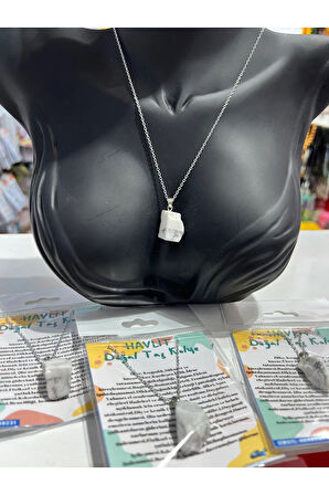 Sertifikalı Orijinal Işlenmemiş Doğal Taş Havlit Kolye Sürpriz