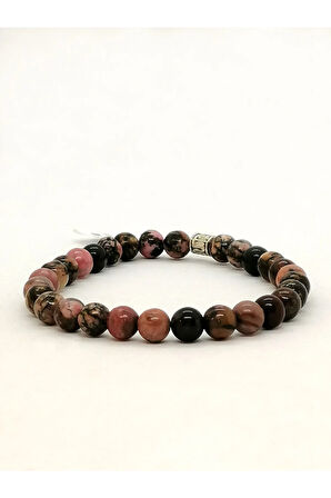 Sertifikalı Doğal Rodonit Taşı Bileklik 6 Mm