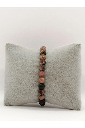 Sertifikalı Doğal Rodonit Taşı Bileklik 6 Mm