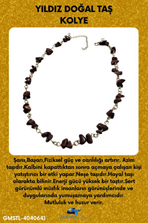Sertifikalı Yıldız Doğal Taş Özel Tasarım Kolye Kahverengi