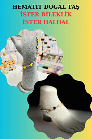 Sertifikalı Hematit Doğal Taş Bileklik & Halhal Özel Tasarım