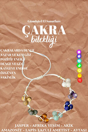Sertifikalı Çakra Bilekliği Makrome Kapama %100 El Işçiliği Sürpriz Hediyeli