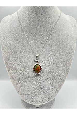 Sertifikalı Unakit Doğal Taş Kolye Penguen Detaylı Sürpriz Hediyeli