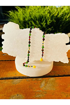 Sertifikalı Bebek Kehribar Kolye Kehribar - Yeşim - Kaplan Gözü