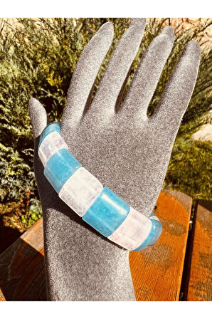 Sertifikalı Doğal Akuamarin & Pembe Kuvars Taşı Özel Kesim . Bileklik Aaa Kalite