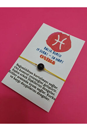 Sertifikalı Balık Burcu Oniks Doğal Taş Ip Burç Bilekliği